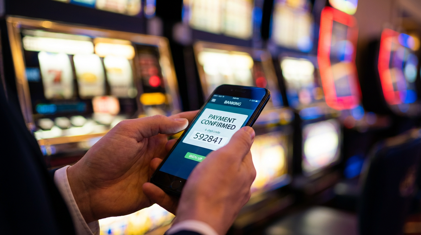 Ilustracja przedstawiająca proces wpłaty BLIK w kasynie na smartfonie