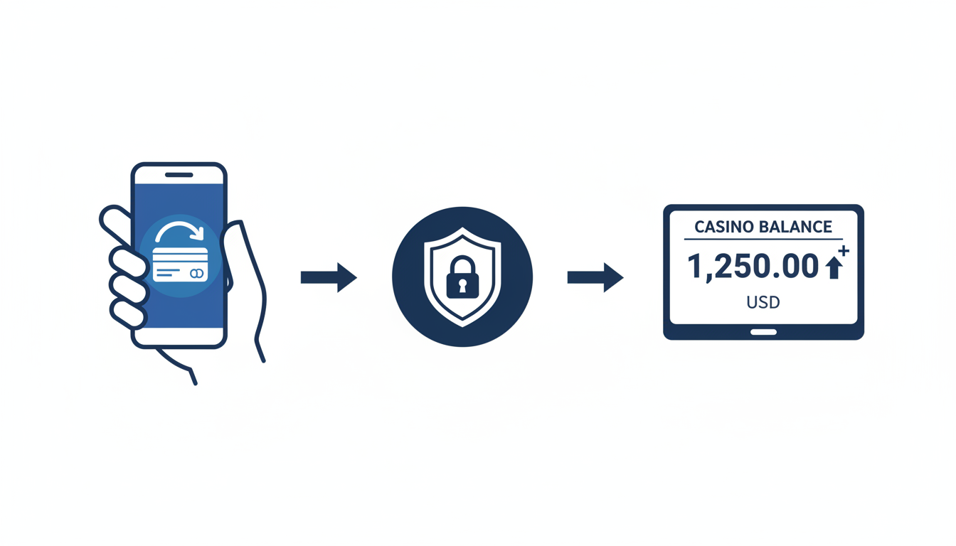 Infografika przedstawiająca proces wpłaty w kasynie online