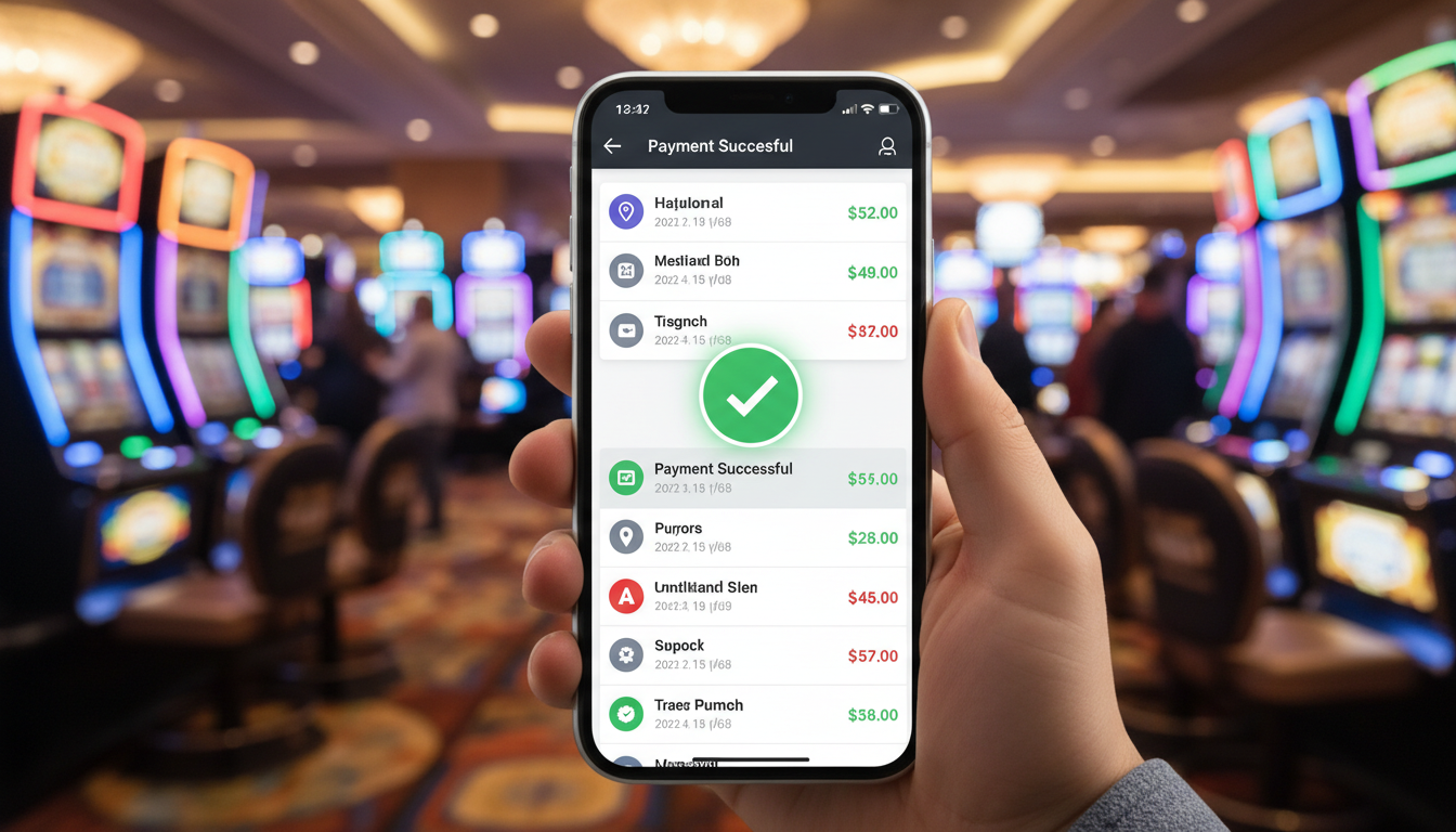 Smartfon z aplikacją Revolut wyświetlający historię transakcji z kasyna online